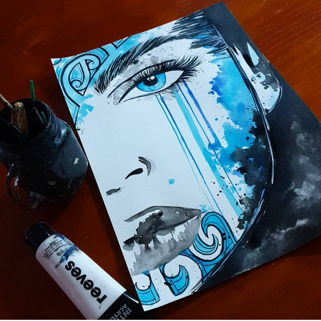 Blue Eyed Wahine Print