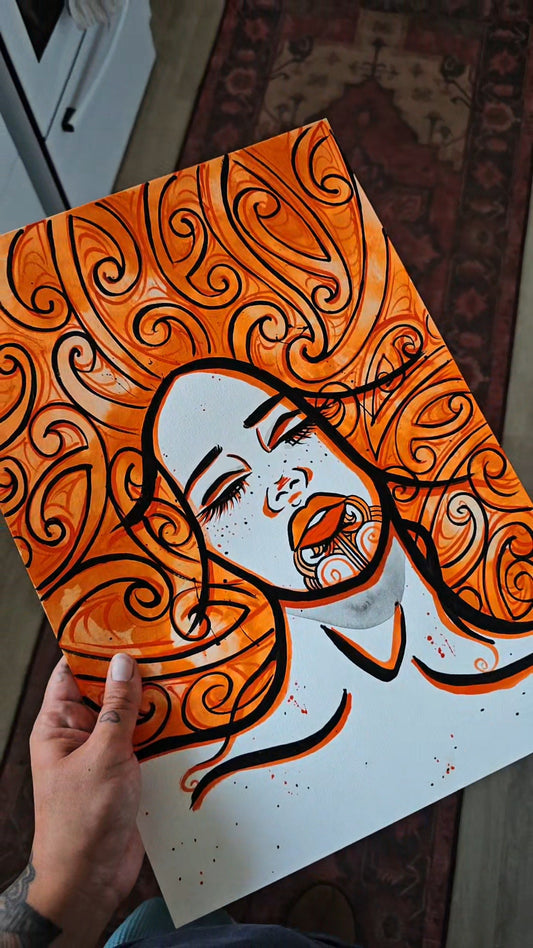 Mana Wāhine (Orange) Print